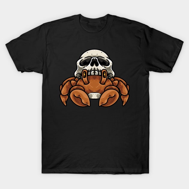 Crab And Skull Shell T-Shirt by andhiika